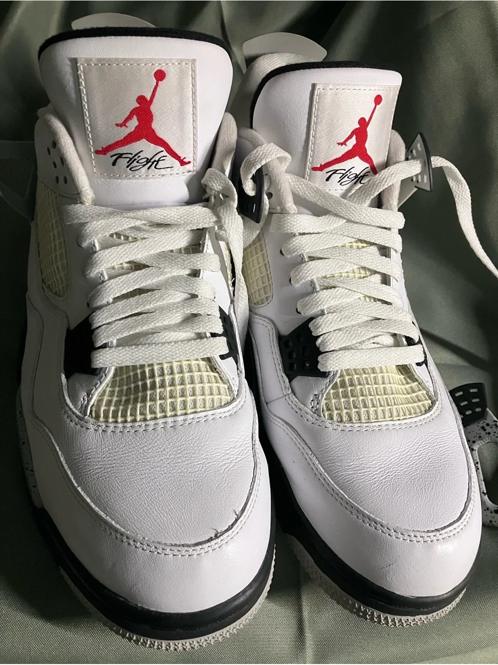 Air Jordan White Black Cement Grey Retro 4 Sneakers